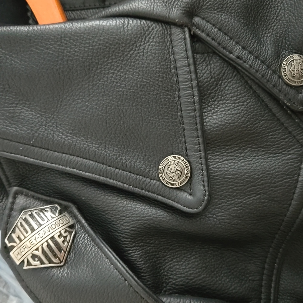 Harley-Davidson Black Leather Jacket with Fringe - Picture 7 of 9